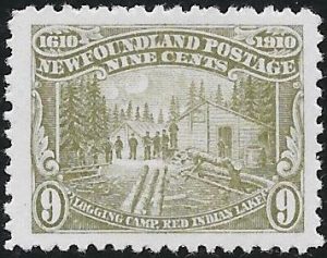 Newfoundland. 1910 9c. Olive-Green. SG 102. (MH)