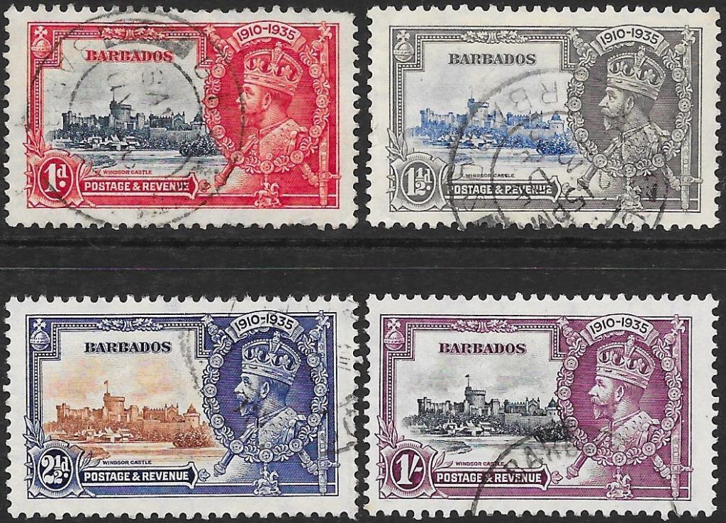 Barbados: 1935 Silver Jubilee Set of 4. SG 241-244 (FU)