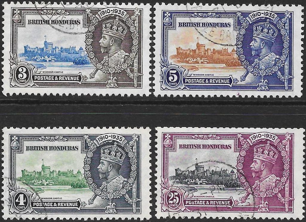 British Hondurus: 1935 Silver Jubilee Set of 4. SG 143-146 (FU)