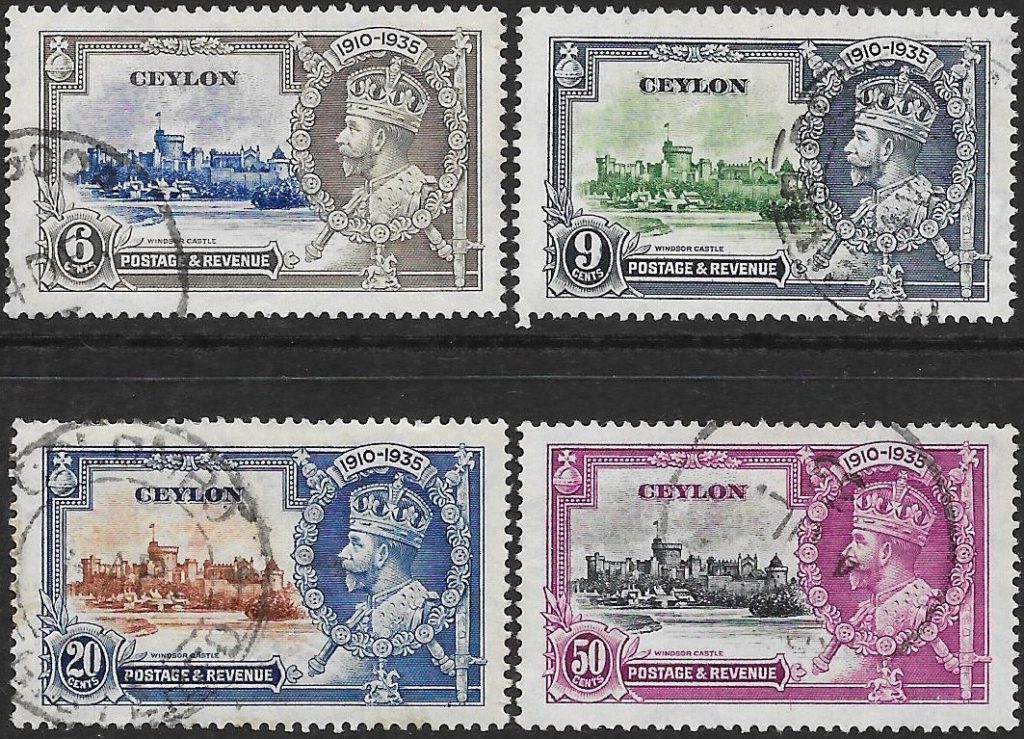 Ceylon: 1935 Silver Jubilee Set of 4. SG 379-382 (FU)