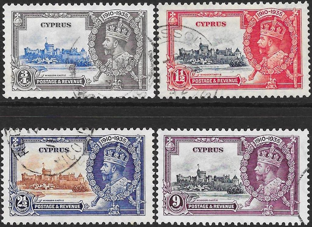 Cyprus: 1935 Silver Jubilee Set of 4. SG 144-147 (FU)