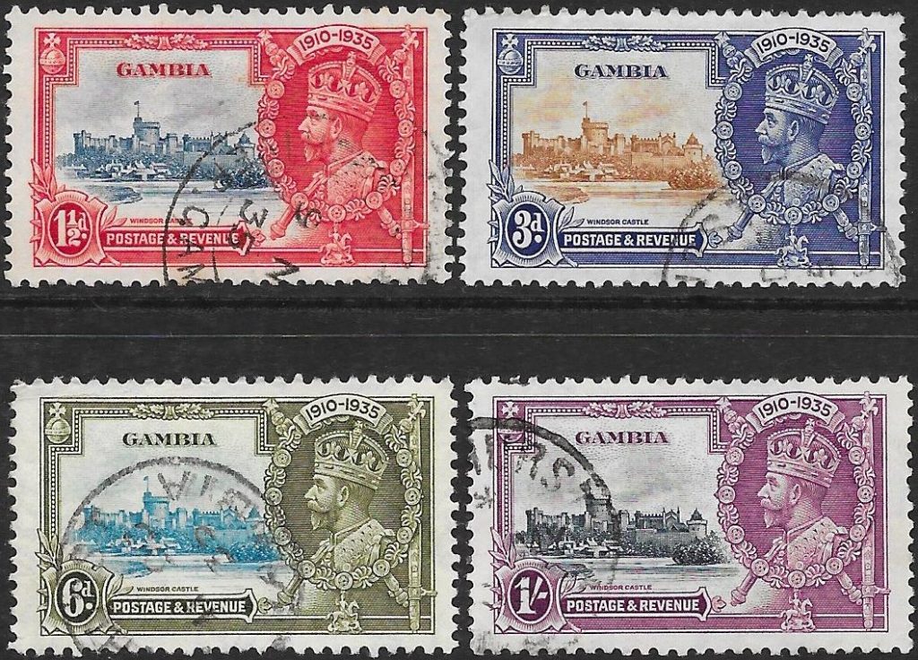 Gambia: 1935 Silver Jubilee Set of 4. SG 143-146 (FU)