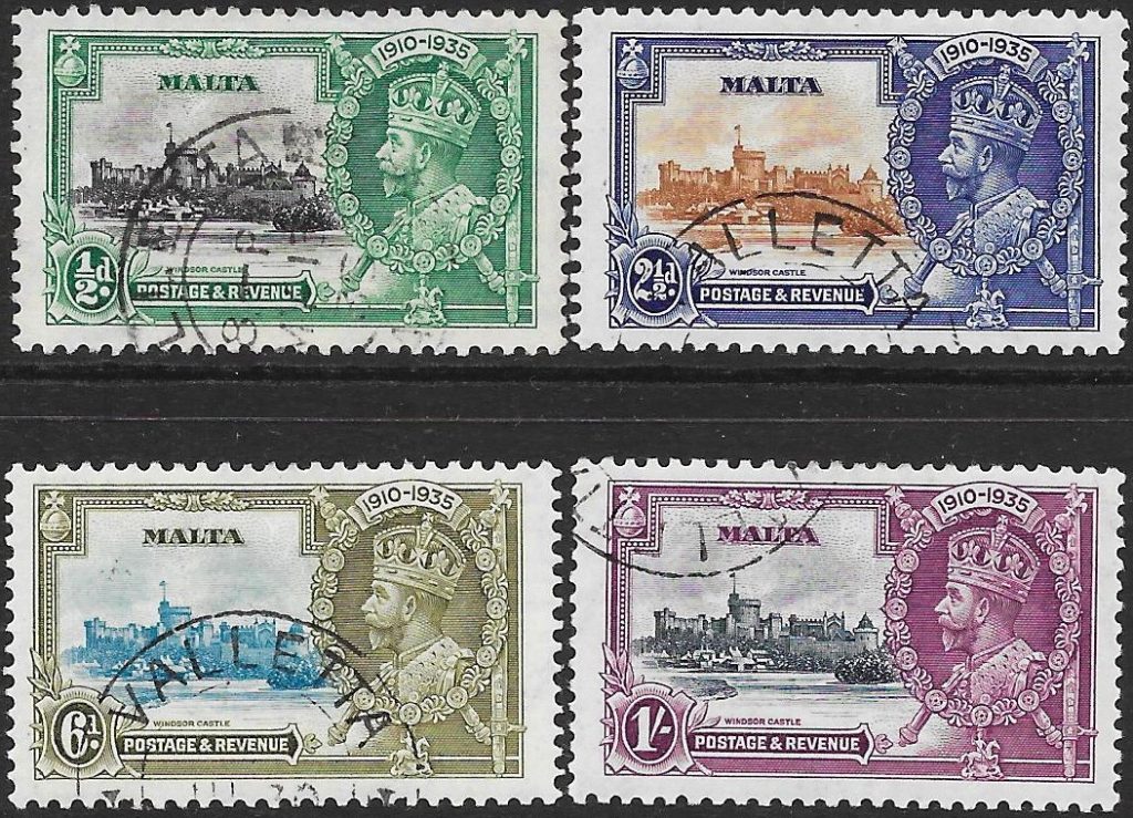 Malta: 1935 Silver Jubilee Set of 4. SG 210-213 (FU)