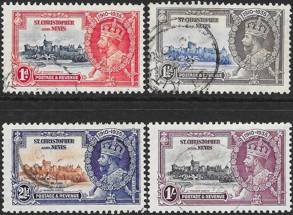 Saint Kitts: 1935 Silver Jubilee Set of 4. SG 61-64 (FU)