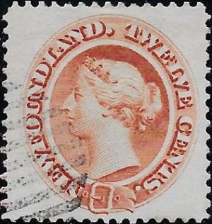 Newfoundland: 1865-70 12c. Red-Brown. SG 28 (FU)