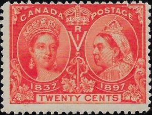 Canada: 1897 Jubilee 20c. Vermillion. SG 133 (MH)