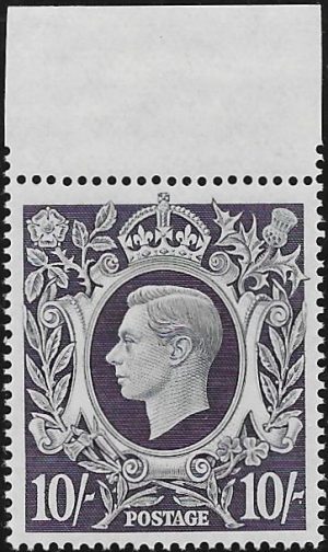 King George VI: 1939 10s. Dark Blue. SG 478 (MNH)