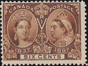 Canada: 1897 Jubilee 6c. Brown. SG 129 (MNH)