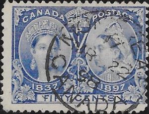Canada: 1897 Jubilee 50c. Bright Ultramarine. SG 135 (FU)