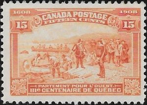 Canada: 1908 Quebec Tercentenary 15c. Brown-Orange. SG 194 (MLH)