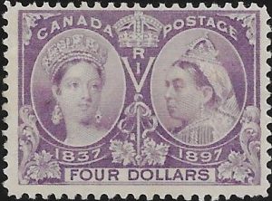Canada: 1897 Jubilee $4 Violet. SG 139 (MH)