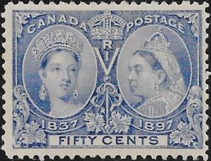 Canada: 1897 Jubilee 50c. Pale Ultramarine. SG 134 (MH)