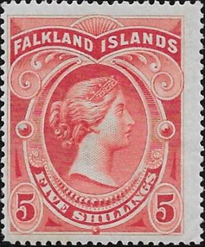Falkland Islands: 1898 5s. Red. SG 42 (MLH)