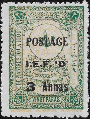 Mosul: 1919 3a. on 20pa. Green & Orange. SG 6 (MLH)