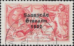 Ireland: 1922-23 5s. Rose-Carmine. SG 65 (FU)