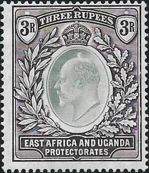 East Africa & Uganda: 1907 3r. Grey-Green & Black. SG 28 (MLH)