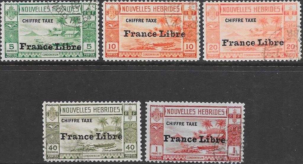 New Hebrides (French): 1941 Postage Due Set. SG FD77-FD81 (FU)