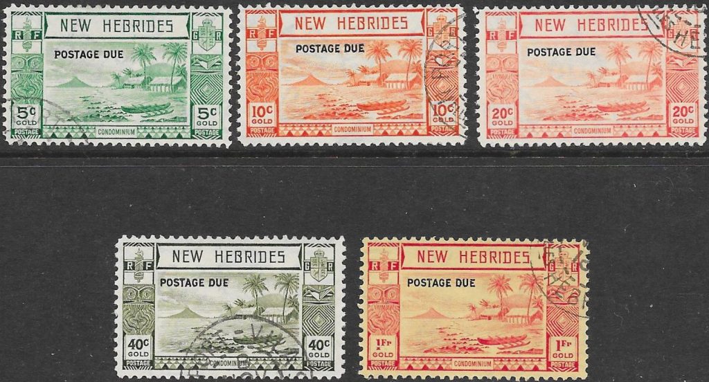New Hebrides: 1938 Postage Due Set. SG D6-D10 (FU)