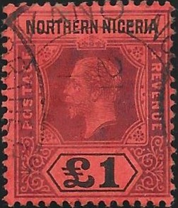 Northern Nigeria: 1912 £1 Purple & Black/Red. SG 52 (FU)