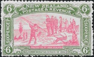 New Zealand: 1906 Christchurch Exhibition 6d. Pink & Olive-Green. SG 373 (MH)