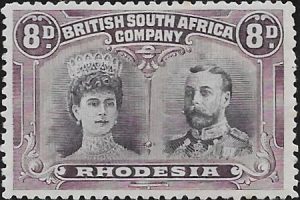Rhodesia: 1910-13 8d. Dull Purple & Purple. SG 147 (MH)