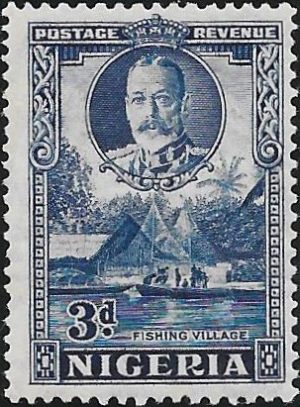 Nigeria: 1936 3d. Blue, Perf. 12½ x 13½. SG 38a (MNH)