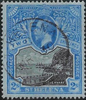Saint Helena: 1912-16 2s. Black & Blue/Blue. SG 80 (FU)
