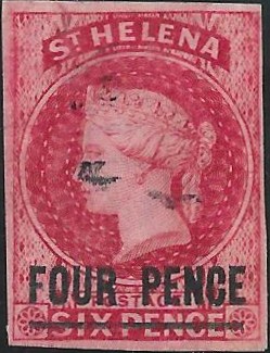 Saint Helena: 1863 4d. Carmine. SG 5 (FU)