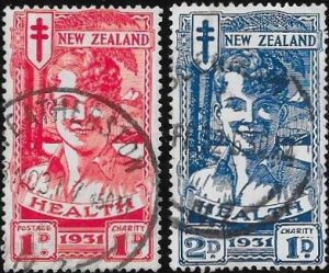 New Zealand: 1931 Health Stamps ("Smiling Boys"). SG 546-547 (FU)