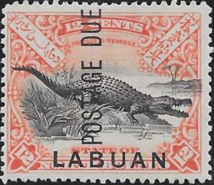 Labuan: 1901 12c. Black & Vermillion Postage Due. SG D7 (MH)