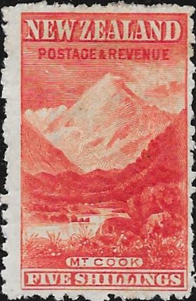 New Zealand: 1902-07 5s. Vermillion, Perf. 11. SG 317b (MH)