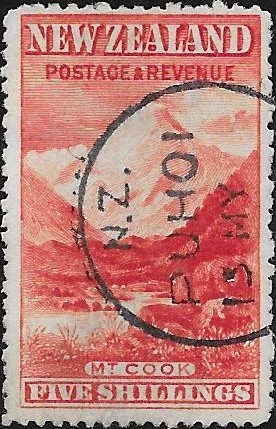 New Zealand: 1906 5s. Deep Red, Perf. 14. SG 329 (FU)