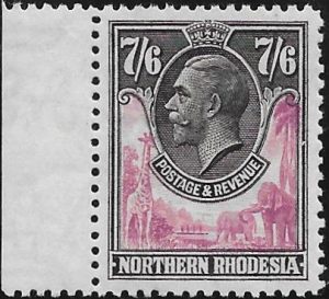 Northern Rhodesia: 1925-29 7s.6d. Rose-Purple & Black. SG 15 (MNH)