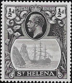 Saint Helena: 1923 ½d. Grey & Black with Torn Flag. SG 97b (MLH)