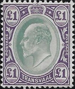 Transvaal: 1903 £1 Green & Violet. SG 258 (MLH)
