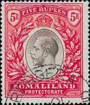 Somaliland: 1919 5r. Black & Scarlet. SG 72 (FU)
