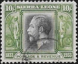Sierra Leone: 1933 Wilberforce 10s. Black & Sage-Green (FU)