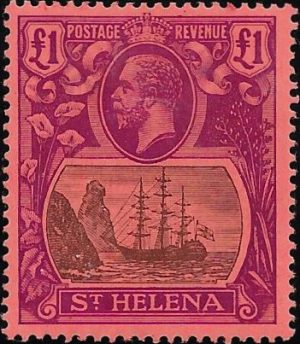 Saint Helena: 1922-37 £1 Grey & Purple/Red. SG 96 (MLH)