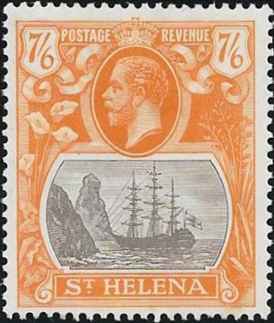 Saint Helena: 1922-37 7s.6d. Grey-Brown & Yellow-Orange. SG 111 (MH)