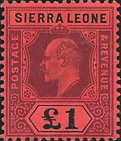 Sierra Leone: 1911 £1 Purple & Black/Red. SG 111 (MLH)