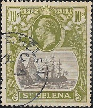 Saint Helena: 1922-37 10s. Grey & Olive-Green. SG 112 (FU)