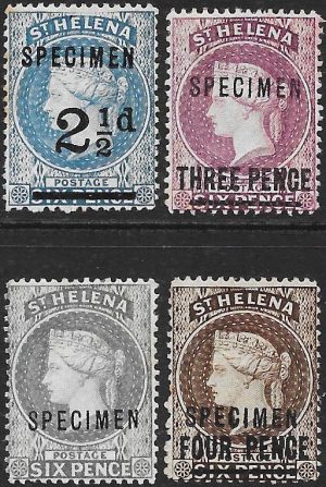 Saint Helena: 1884-94 Specimen Set of Four. SG 40s-44s (MH)
