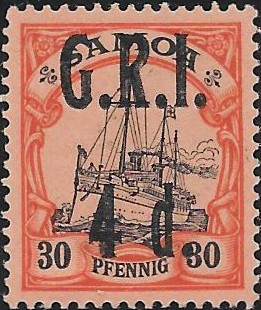 Samoa: 1914 4d. on 30pf. Black & Orange/Buff. SG 106 (MH)