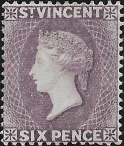 Saint Vincent: 1888 6d. Violet. SG 52 (MH)