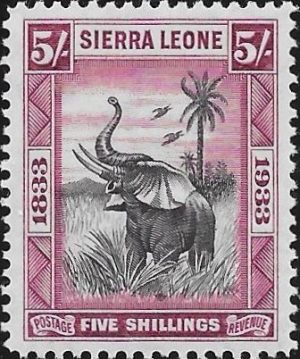 Sierra Leone: 1933 Wilberforce 5s. Black & Purple (MH)