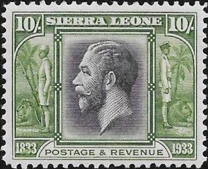Sierra Leone: 1933 Wilberforce 10s. Black & Sage-Green (MNH)