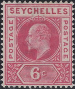 Seychelles: 1903 6c. Carmine with Dented Frame. SG 48a (MH)