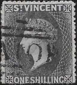 Saint Vincent: 1866 1s. Slate-Grey, Perf. 14-16. SG 9 (FU)