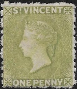 Saint Vincent: 1880 1d. Olive-Green. SG 29 (MH)