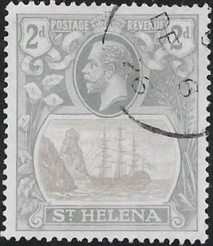 Saint Helena: 1923 2d. Grey & Slate with Torn Flag. SG 100b (FU)